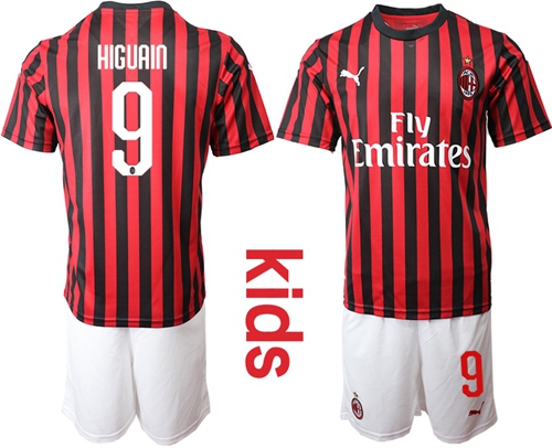 AC Milan #9 Higuain Home Kid Soccer Club Jersey